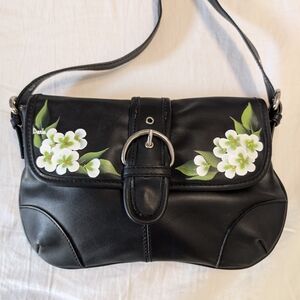 Jaclyn Smith Black Bag with White Floral Design